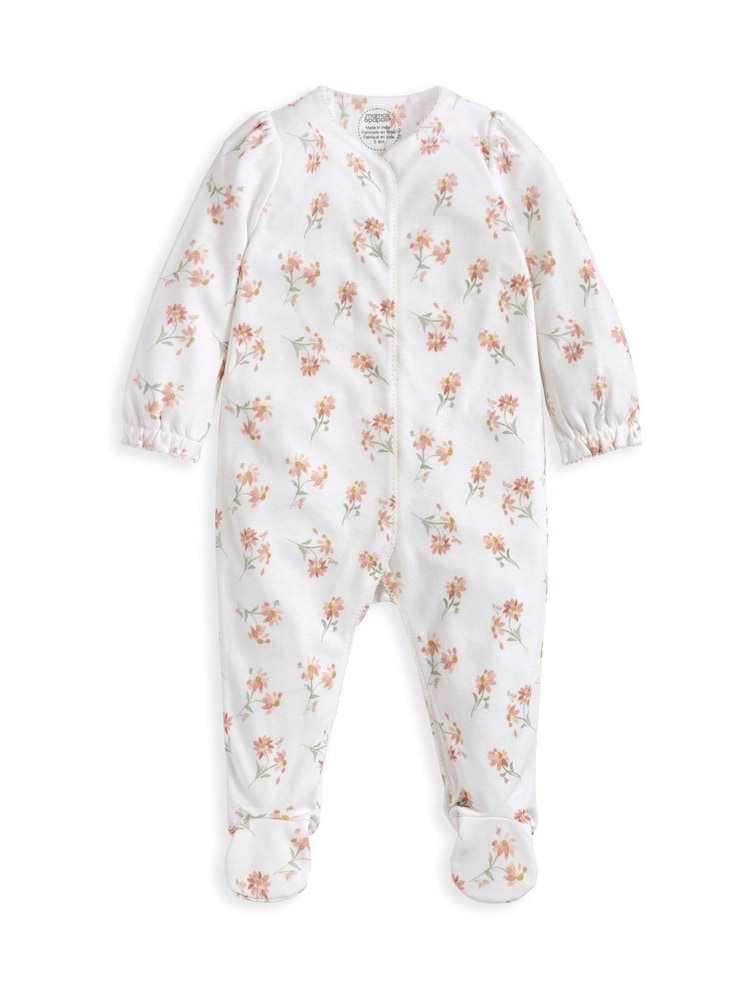 Mamas & Papas Watercolour Floral Print Sleepsuit - Imaginea 2 din 3
