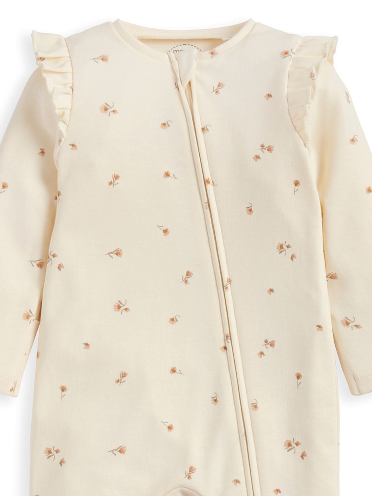 Mamas & Papas Pink Floral Print Zip Sleepsuit - Image 2 of 2