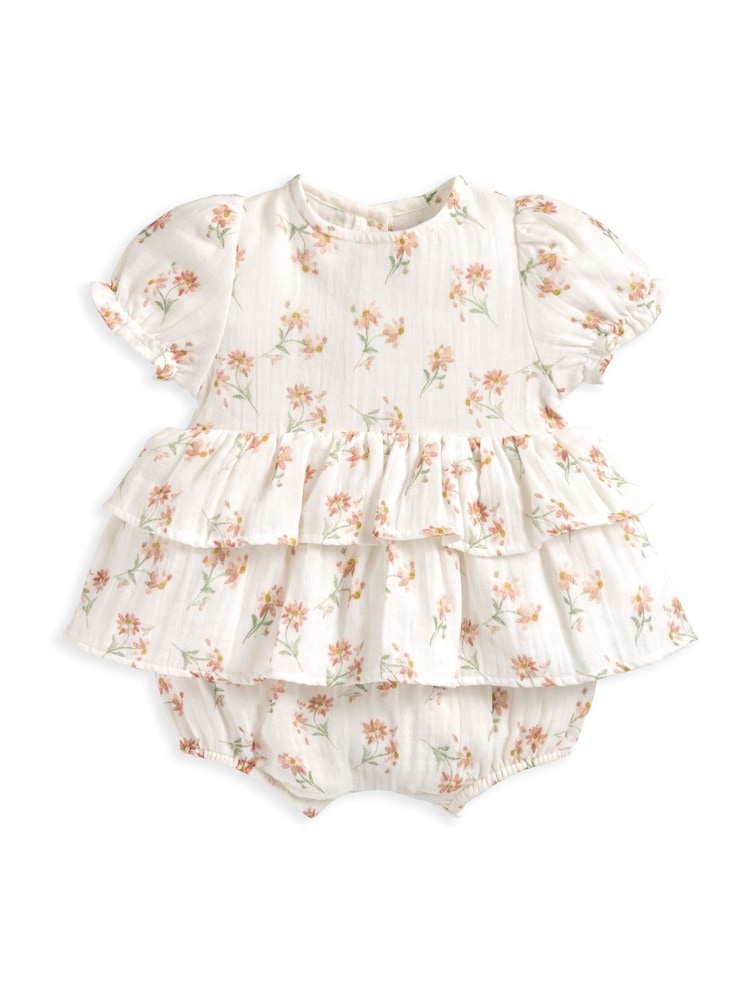 Mamas & Papas Pink Daisy Peplum Short Romper - Image 2 of 3