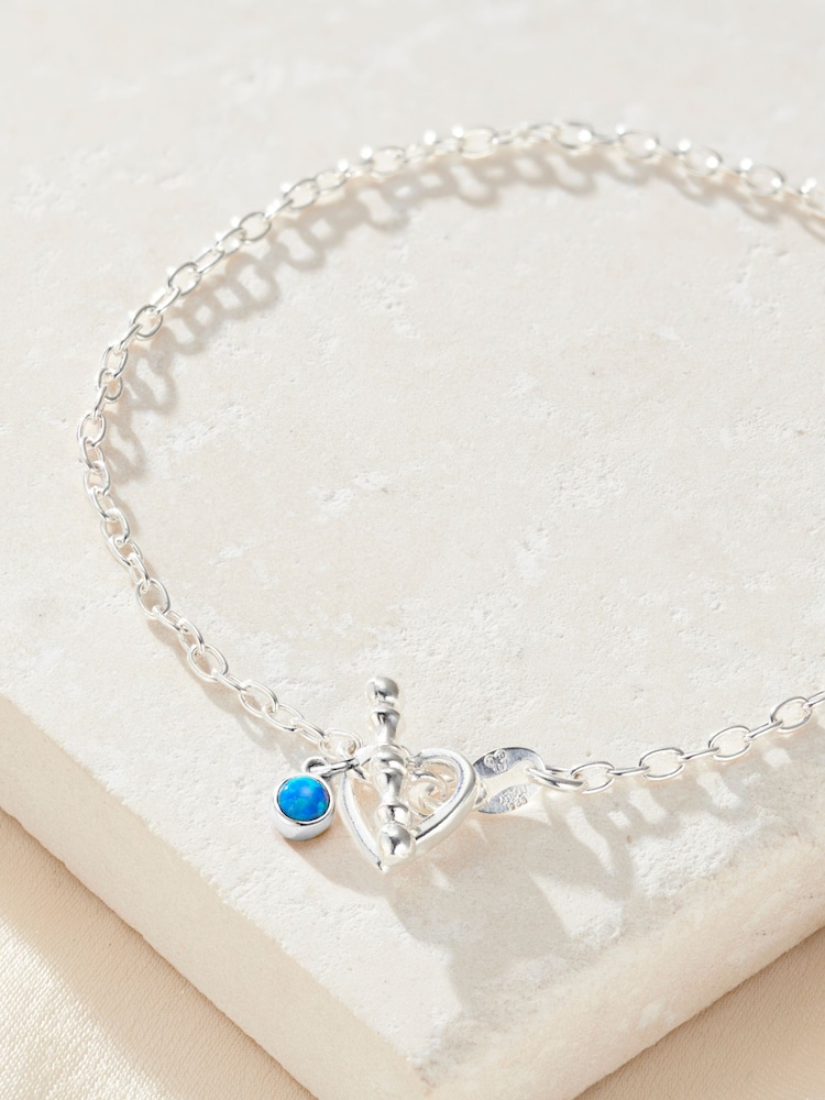 Posh Totty Designs Heart T Bar Birthstone Charm Bracelet - Image 1 of 4