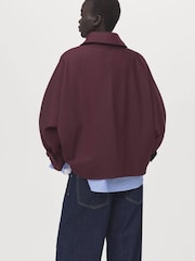 Mango Red Asymettric Button Red Short Trench Coat With Detachable Hood - Image 2 of 7