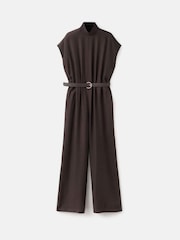 Mango Brown High Neck Loose Jumpsuit - Image 1 of 2