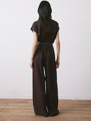 Mango Brown High Neck Loose Jumpsuit - Image 3 of 6