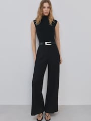 Mango Black Belted Jumpsuit - Image 1 of 6
