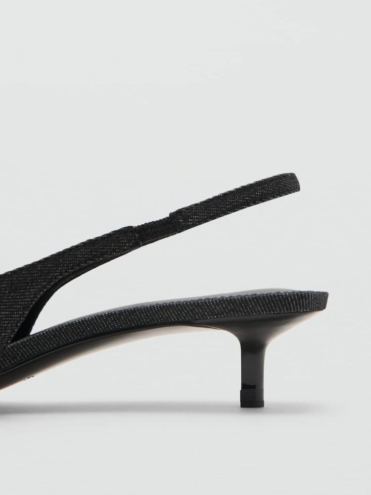 Mango Black Buckle Detail Slingback Kitten Heels - Image 4 of 4 Mango Black Buckle Detail Slingback Kitten Heels - Image 4 of 4