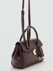 Mango Brown Charm Detail Small Bowling Bag - Image 2 of 3