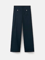 Mango Blue Button Detail Straight Leg Trousers - Image 1 of 2