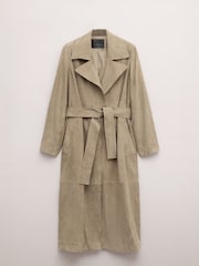 Mango Brown Suede Long Trench Coat - Image 5 of 6
