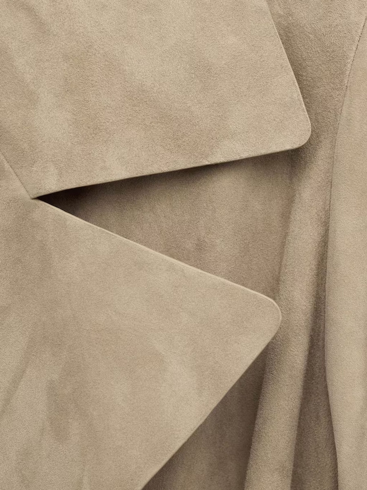 Mango Brown Suede Long Trench Coat - Image 6 of 6