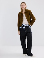 Mango Blue Mid Rise Back Belt Wide Leg Jeans - Image 3 of 5