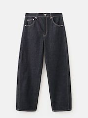 Mango Blue Mid Rise Back Belt Wide Leg Jeans - Image 4 of 5