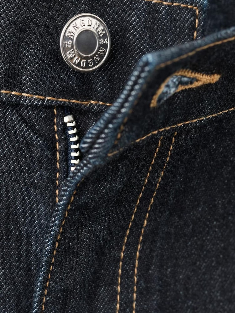 Mango Blue Mid Rise Back Belt Wide Leg Jeans - Image 5 of 5