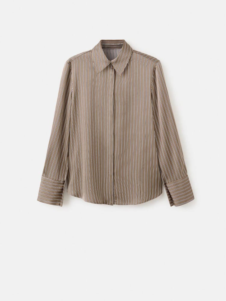 Mango Brown Stripe Long Sleeve Shirt - Image 1 of 2