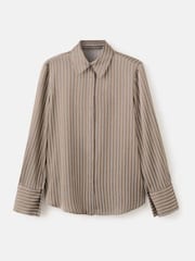 Mango Brown Stripe Long Sleeve Shirt - Image 4 of 5