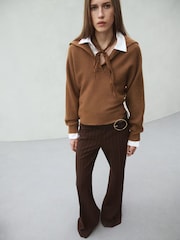 Mango Brown Polo Collar Long Sleeve Jumper - Image 3 of 5
