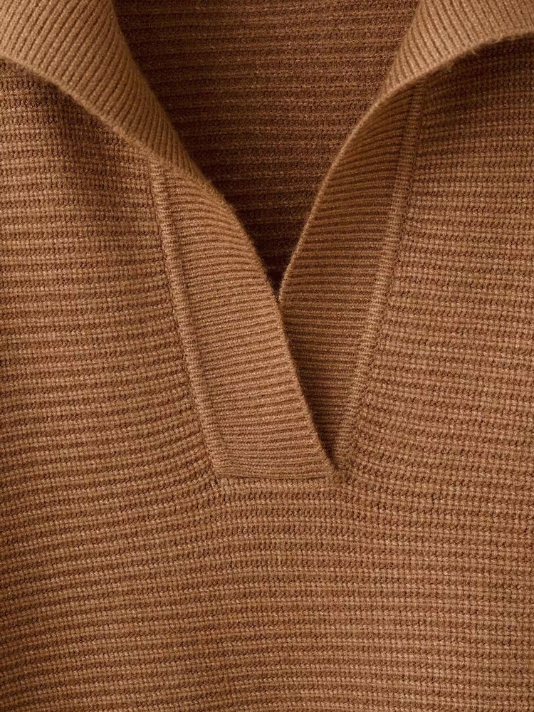 Mango Brown Polo Collar Long Sleeve Jumper - Image 5 of 5