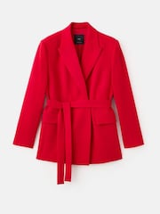 Mango Red Belted Fitted Blazer - Image 4 of 5