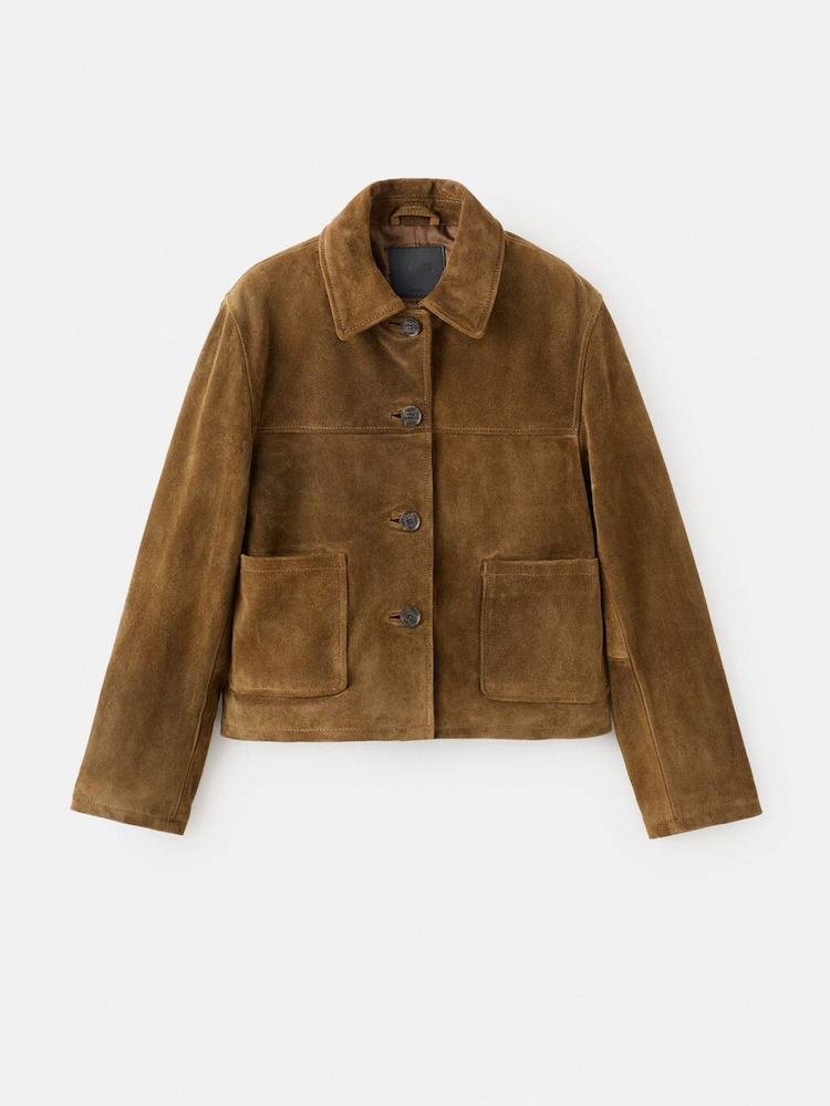 Mango Brown Suede Patch Pocket Jacket - Image 1 of 2