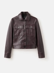 Mango Red Leather Jacket - Image 5 of 8