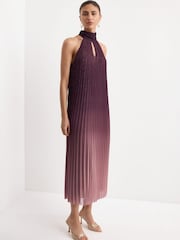 Mango Purple Pleated Sparkle Sleeveless Dress - Image 1 of 7