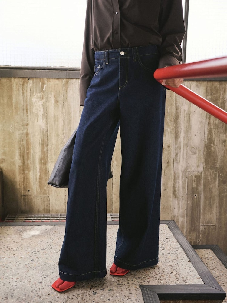 Mango Blue Wide Leg Jeans - Image 1 of 6