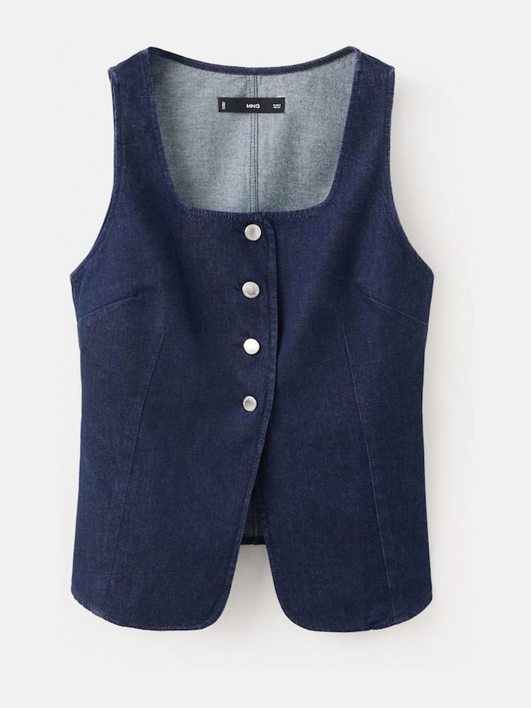 Mango Blue Denim Waistcoat - Image 1 of 2