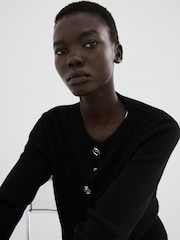 Mango Black Gold Button Half Cardigan - Image 4 of 6