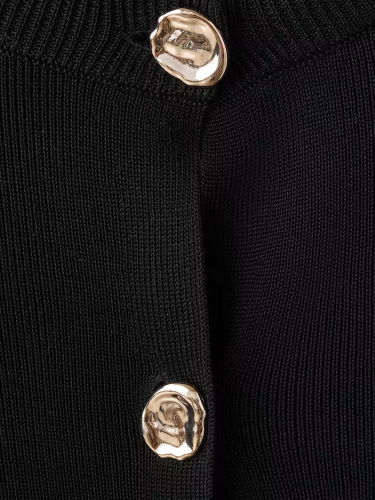 Mango Black Knitted Cardigan With Gold Jewel Button - Image 7 of 7