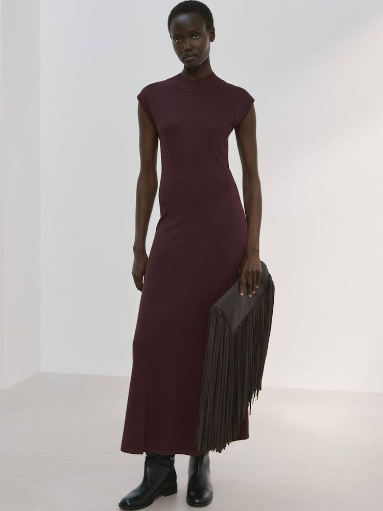 Mango Brown Fine Knit Maxi Dress - Image 1 of 6