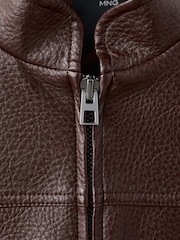 Mango Burgundy Faux Leather Bomber Jacket - Image 2 of 2
