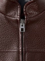 Mango Burgundy Faux Leather Bomber Jacket - Image 5 of 5