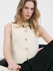 Mango Cream Detailed Gold Button Waistcoat - Image 1 of 3