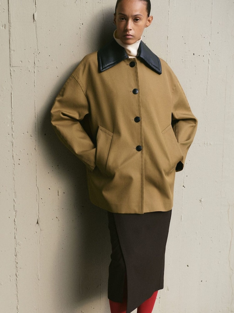 Mango Brown Detachable Collar Trench Coat - Image 1 of 6