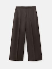 Mango Dark Brown Pleat Front Suit Trousers - Image 1 of 4
