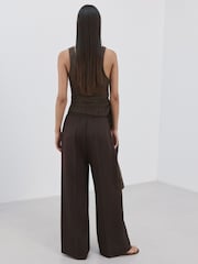 Mango Dark Brown Pleat Front Suit Trousers - Image 2 of 4