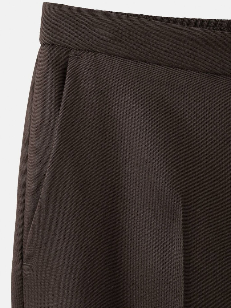 Mango Dark Brown Pleat Front Suit Trousers - Image 4 of 4