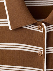 Mango Brown Stripe Long Sleeve Polo Cardigan - Image 6 of 6