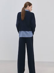 Mango Blue V-Neck Long Sleeve Jumper - Image 2 of 6