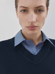 Mango Blue V-Neck Long Sleeve Jumper - Image 4 of 6