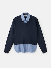 Mango Blue V-Neck Long Sleeve Jumper - Image 5 of 6