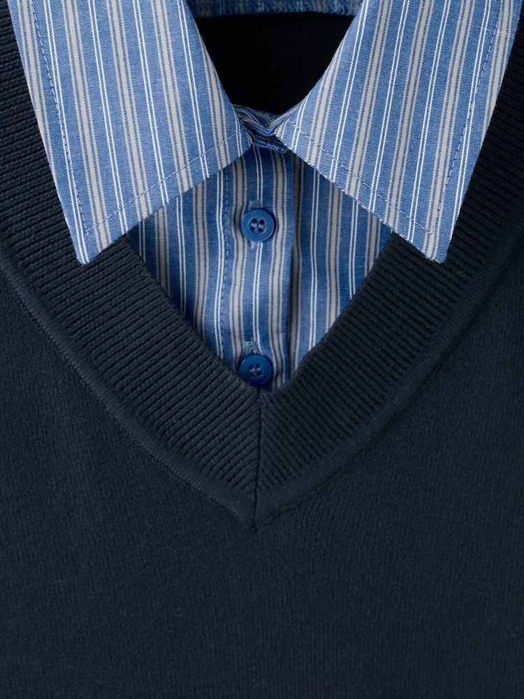 Mango Blue V-Neck Long Sleeve Jumper - Image 6 of 6