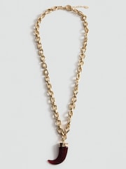 Mango Gold Tone Stone Pendant Necklace - Image 1 of 3