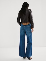 Mango Blue Low Waisted Relaxed Straight Leg Jeans - Image 2 of 6