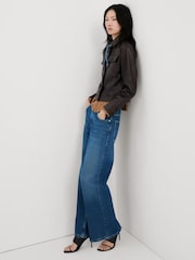 Mango Blue Low Waisted Relaxed Straight Leg Jeans - Image 3 of 6