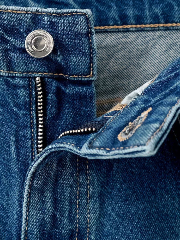 Mango Blue Low Waisted Relaxed Straight Leg Jeans - Image 6 of 6