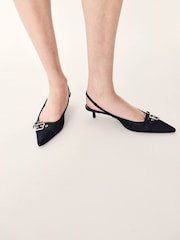 Mango Black Gloss Leather Heeled Ankle Shoes - Image 1 of 4