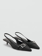 Mango Black Gloss Leather Heeled Ankle Shoes - Image 3 of 4