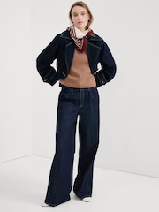 Mango Blue High-Waisted Wide Leg Jeans With Stitching - Image 3 of 5