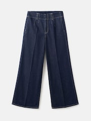 Mango Blue High-Waisted Wide Leg Jeans With Stitching - Image 4 of 5