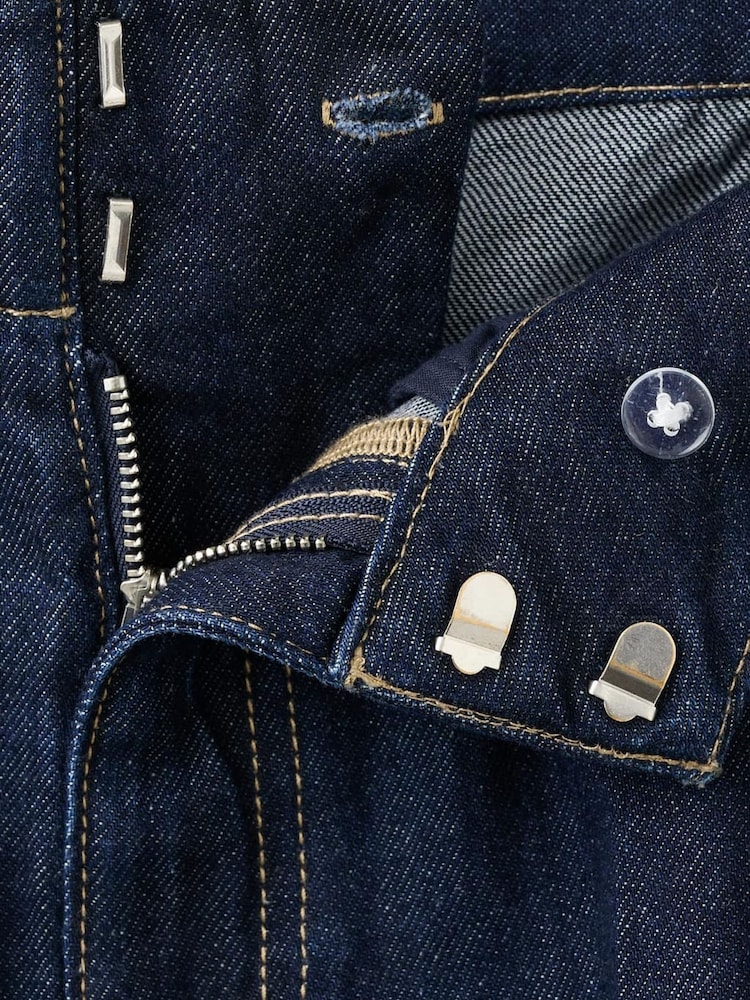 Mango Blue High-Waisted Wide Leg Jeans With Stitching - Image 5 of 5